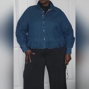 GAP Denim Peplum Button Down Shirt – XXL (Plus Size)